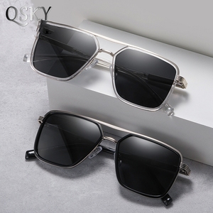 2026 Custom Logo Driving Sunglasses Wholesale Luxury Men Square Double Bridge De Sol Polarized Uv400 Square Sunglasses for Men