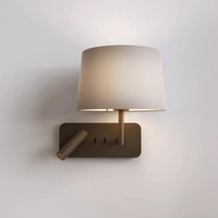 Applique murale moderne en aluminium avec abat-jour en tissu, LED à commande USB et interrupteurs marche/arrêt pour lecture au chevet d'hôtel
