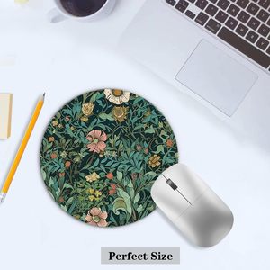 MD Floral Plant <b>Mouse</b> <b>Pad</b> 3D Art Nouveau Botanical Handmade Anti-Slip Rubber Round Washable Desk PC Use Stock Office 200x200mm - Product Image 3