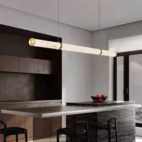 Lustres en marbre nuageux Hullxine pour restaurants, luminaires d'hôtel à commande sans fil LED, finition dorée, taille moyenne, vente directe