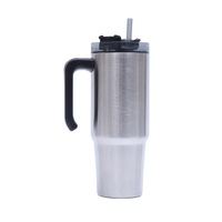 Nouvel Arrivage – Bouteille d'eau isotherme en acier inoxydable 30 oz avec logo personnalisé, double paroi, paille et poignée pour voiture