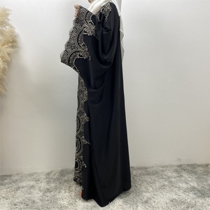 1417#B Luxury Fashion Embellished Lace Open Abaya Huge Sleeve Ramadan Embroidery <b>Cardigan</b> Modest Coats Muslim Women Side Pockets - Product Image 3