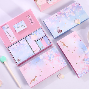 2021 Stationery novelty eco-friendly sakura flower creative box fantasy star marker memo pad sticky note set