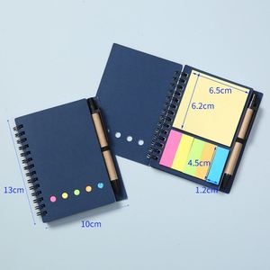 X418 Bloc-notes autocollants écologiques en spirale, marque-pages en papier kraft, mini carnet personnalisé avec stylo - Product Image 4