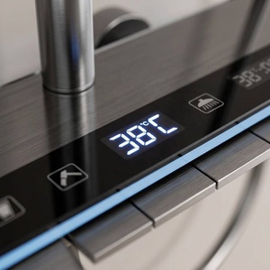 Ensemble <span class=keywords><strong>de</strong></span> <span class=keywords><strong>douche</strong></span> cascade et pluie <span class=keywords><strong>thermostatique</strong></span> à affichage numérique LED gris anthracite, style moderne et luxueux, avec touches piano, pour salle <span class=keywords><strong>de</strong></span> bain <span class=keywords><strong>d</strong></span>'hôtel - Product Image 2