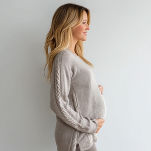 Maglione di maternità in maglia di cavo classico in misto cotone morbido <span class=keywords><strong>collezione</strong></span> autunno/inverno con comodi pannelli laterali per l'allattamento - Product Image 6