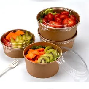 Take Away Fast Food Packaging Paper Salad Bowl Made Of Imported Brown Kraft Paper Cheap Price And Strong Quality Paper Bowl