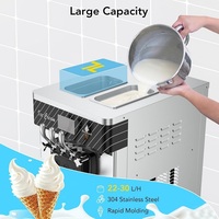 Machine à crème glacée commerciale Rebirth RICM 22-30L/H 2200W, machine à crème glacée molle de comptoir, 2x6L Hopper, cylindre de 2L, panneau LCD, glacé