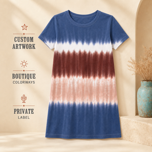 HuaYi GOTS Custom 100% Cotton Western Tie Dye <strong>Dress</strong> OEM ODM Manufacturer Breathable Eco-Friendly Summer Casual <strong>Rodeo</strong> Apparel - Product Image 1