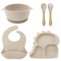 Vente en gros de produits pour bébés personnalisables, vaisselle en silicone de qualité alimentaire, ensembles d'alimentation pour bébés, ensembles pour nouveau-nés, cadeaux, assiettes pour bébés, bavoirs