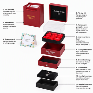 <span class=keywords><strong>Caja</strong></span> de Regalo Cuadrada con Diseño Romántico para Joyería, Regalos de San Valentín, Cumpleaños, Flores Preservadas - Product Image 2