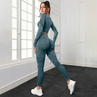 Ensemble de yoga sans coutures effet seconde peau, taille haute et effet galbant, pour fitness, course et yoga