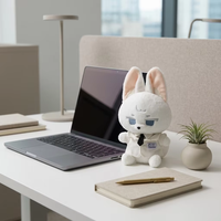 Jouet en peluche certifié ASTM EN71 CPC, lapin en peluche blanc de 21 cm en costume de bureau et cravate, décoration professionnelle, lapin en peluche doux
