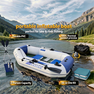 Kayaks gonflables solaires marins à 3 couches en PVC pour 2 personnes, 6,56 pieds, bateaux en caoutchouc de <span class=keywords><strong>pêche</strong></span>, sans colle, processus de soudage complet, résistant aux UV du soleil - Product Image 1