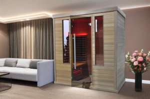 <span class=keywords><strong>Sauna</strong></span> de carbono infrarrojo de espectro completo de <span class=keywords><strong>220V</strong></span> de lujo, capacidad para 4 personas, cicuta de cedro rojo, madera para dormitorio, apartamento, baño, V - Product Image 6