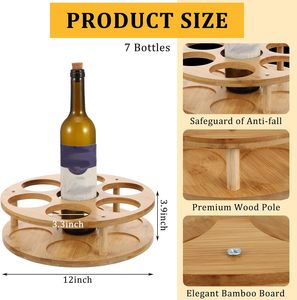 Présentoir Rotatif à 2 Niveaux en Bambou pour Épices, Organisateur de Comptoir de Cuisine, Plateau Tournant Lazy Susan pour Sirops, Liqueurs et Vins - Product Image 4