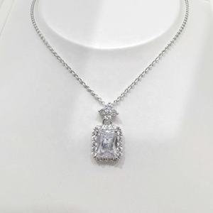 Collares de plata 925 al por mayor, sencillos y elegantes con circonitas, nuevos collares finos de novia coreanos con dijes de piedra DIY para niñas - Product Image 2