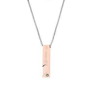 Dropshipping Pendentif barre en acier inoxydable en forme de cœur gravé au laser avec le nom de sa reine et de son roi Collier de couple personnalisé - Product Image 5
