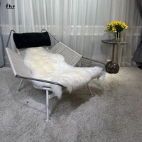 Designer danois Wabisabi Style chaise inclinable créatif minimaliste tissé à la main en bois chaise de loisirs drapeau médiéval corde pour chambre