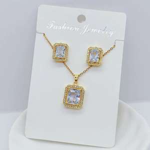 Ensembles de colliers de boucles d'oreilles de style vintage de haute qualité pour femmes bijoux en zircon de bonne qualité pour l'exportation en gros - Product Image 2