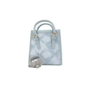 Bolsos de mano para mujer, diseño de compras de algodón en blanco, marca personalizada de cuero genuino de lujo para mujer, bolso de lujo