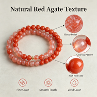 Bracelet en Agate Rouge Flottante Naturelle de Baoshan pour Femme, Élément Feu, Double Tour, Bracelet Porte-Bonheur en Cordon Rouge