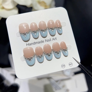 <span class=keywords><strong>Uñas</strong></span> Postizas Pintadas a Mano con Esencia de Perla, Elegantes, Minimalistas, <span class=keywords><strong>Cortas</strong></span>, en Forma de Almendra, Reutilizables <span class=keywords><strong>para</strong></span> Decoración, Precio al por Mayor - Product Image 3