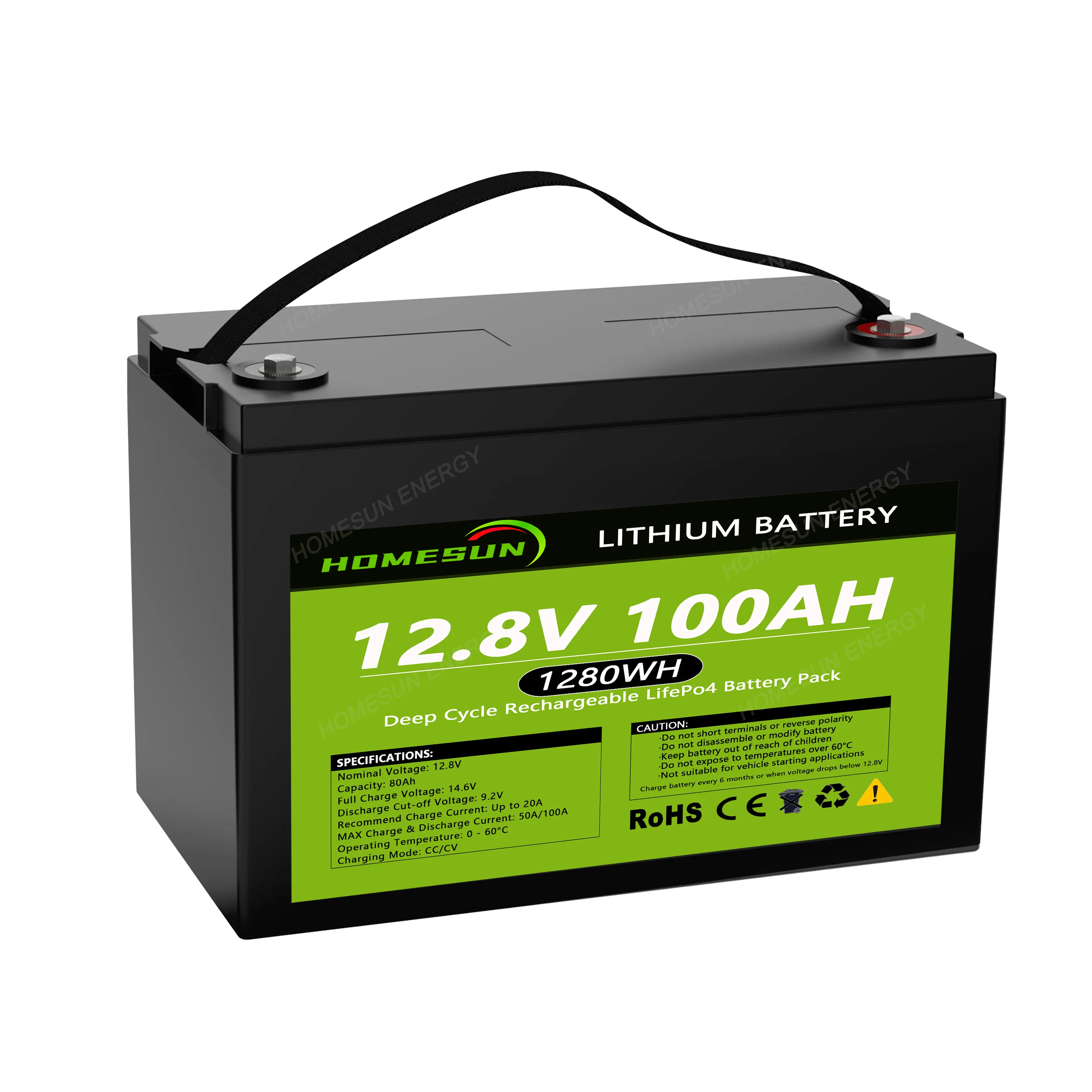 Lifepo4 12V 100ah Batterij Batterij Oplaadbare Lithium 12V 100ah Lood-zuur Vervangende Batterij Voor Rv/Zonnestelsel/Jacht/Golf
