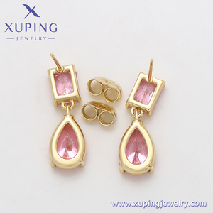X000889802 Pendientes de Moda Xuping Jewelry, Pendientes Largos con Circonita Rosa Brillante, Chapados en Oro de 14K, Pendientes de Cristal con Circonita - Product Image 5