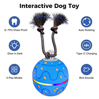 Juguete Inteligente para Perros con Sensor de Movimiento, Pelota Ecológica de Material Compuesto ETPU, Motor Resistente, 2 Modos de Velocidad Dinámica, Cuerda para Jalar