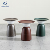 Mesa auxiliar decorativa de luz LED de acero al carbono de gran oferta minimalista moderna, fabricante de Dongguan, muebles de Metal, mesa auxiliar de café