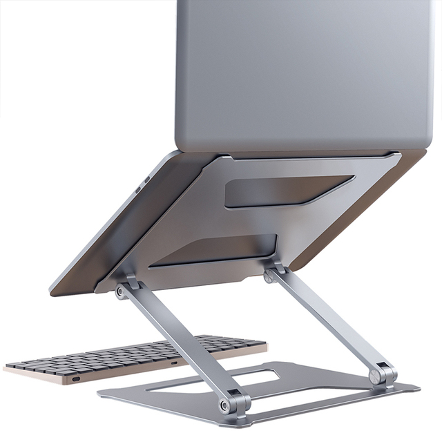 Laptop Stand for Desk with Stable Heavy Base Adjustable Multi-Angle Foldable Elevator Ergonomic Metal Riser Laptop Holder