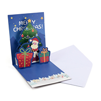 Tarjeta de Felicitación Navideña 3D Pop-up Personalizada con Santa Claus y Sobre Troquelado para Regalo de Año Nuevo