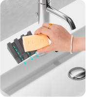 Porte-savon en silicone multi-creux en forme de piano à 4 fentes, incliné, auto-drainant, effet cascade, antidérapant pour douche et évier