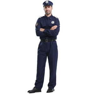 Costume <span class=keywords><strong>de</strong></span> cosplay d'<span class=keywords><strong>agent</strong></span> <span class=keywords><strong>de</strong></span> <span class=keywords><strong>police</strong></span> pour homme adulte, uniforme <span class=keywords><strong>de</strong></span> policier bleu foncé avec taille personnalisée en polyester - Product Image 2