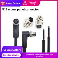 Connecteur d'aviation M12 en métal, coudé, mâle-femelle, étanche, blindé, avec contacts en nickel, droit