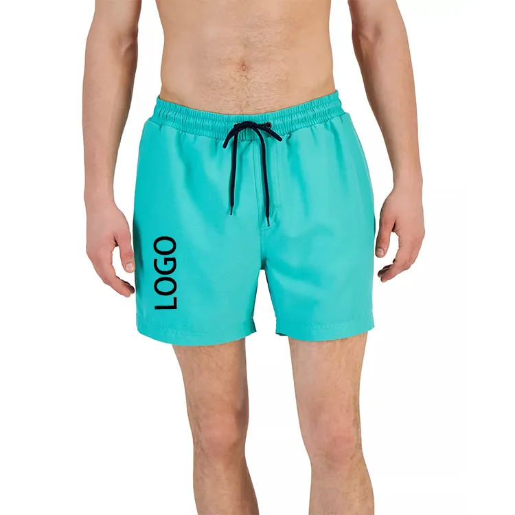 Pantaloncini da bagno da uomo elasticizzati a 4 vie pantaloncini da spiaggia personalizzati ad asciugatura rapida costume da bagno costumi da bagno Logo privato