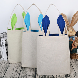 Cute Bunny Ear Tote <b>Bag</b> Canvas Gift <b>Bag</b> 30.5 X 25.5 X 10 Cm Eco Friendly For <b>Easter</b> Party - Product Image 1