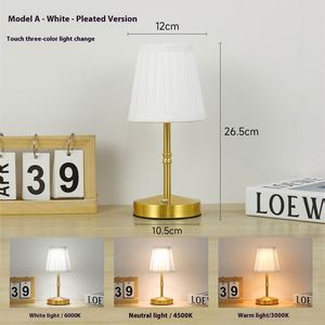 Fabric Metal <b>Table</b> Lamp Charging Touch LED Decorative Ambient USB <b>Bedside</b> Creative Night Light Dimmable Simple Cordless - Product Image 6