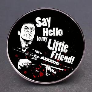 Molde almacenado impreso Scarface <span class=keywords><strong>película</strong></span> clásica broche Aleación de Zinc insignia redonda Pin de esmalte duro - Product Image 1