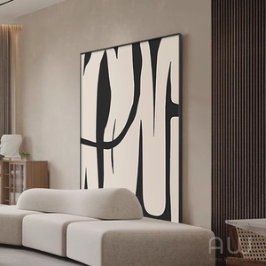 Modern Abstract Decorative Painting Rectangle Black And White Aluminum Alloy <b>Frame</b> For Living Room Sofa <b>Wall</b> Art - Product Image 2