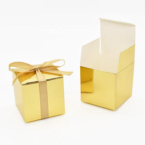 Fournitures de boîte à bonbons en papier personnalisé rose or argent carré bébé douche fête d'anniversaire chocolat emballage <span class=keywords><strong>cadeau</strong></span> boîtes pliantes personnalisées - Product Image 3