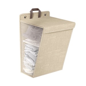 Panier à linge pliable mural rectangulaire en tissu non tissé, organiseur de vêtements pour salle de bain et toilettes - Product Image 1