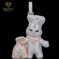 Nuevo Colgante de Lujo de Plata 925 con Moissanita, Personaje de Dibujos Animados en 3D, Joyería Hiphop, Accesorios de Moda Personalizados para Hombre y Uso Diario