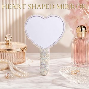 Wholesale Bling Rhinestone Hand Mirror Portable Heart Shape <b>Makeup</b> <b>Vanity</b> Mirror Private Label Cosmetic <b>Makeup</b> Mirror - Product Image 2