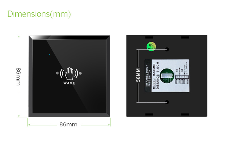 Wired Wall Touchless Switch Hand-Waving Exit Button With Led