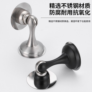 Butée de porte murale magnétique automatique en acier inoxydable 201 sans perçage, design moderne et simple - Product Image 4