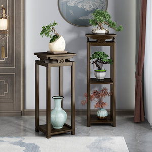 Soporte para Flores de Madera Maciza Estilo Chino de 2 Niveles Color Nogal Multifuncional Decoración para Sala de Estar Estante para Exhibición de Plantas en Balcón - Product Image 2