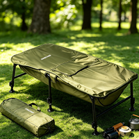 Lit de pêche à la carpe multifonctionnel avec rabat amovible, résistant à l'humidité, berceau portable pour le traitement du poisson, idéal pour le camping et la pêche.