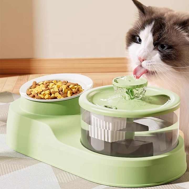 Comedero Y Bebedero Automático Para Mascotas 2 En 1 - 2L Comida + 1L Agua, Amarillo